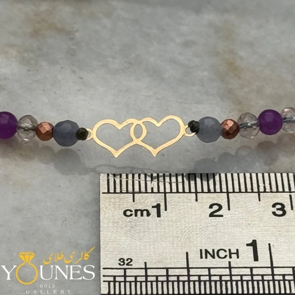 دستبند دو قلب طلا لیزری